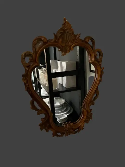 Antique Baroque Carved Wood Mirror 1