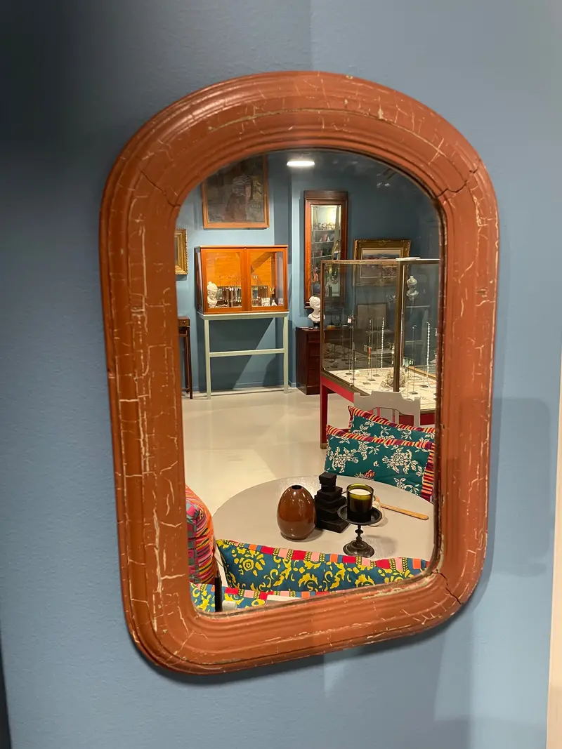 Antique Nantucket Brown Wooden Mirror With Patina 1