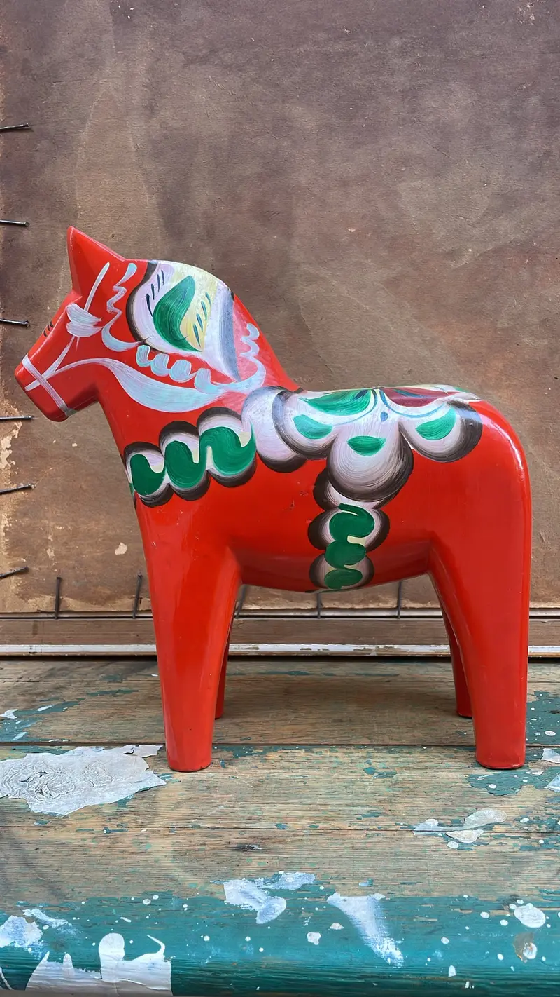 Antique Swedish Dala Horse, Hand-Painted 1