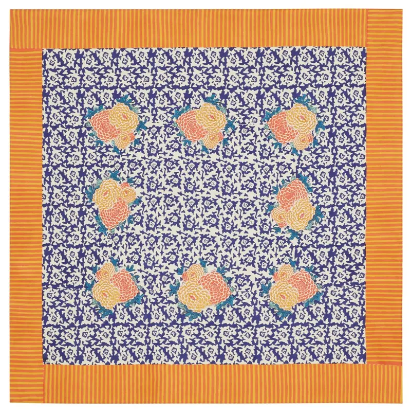 Arabesque Corolla Gold Natural - Cotton Cloth 180X180 | Lisa Corti 1