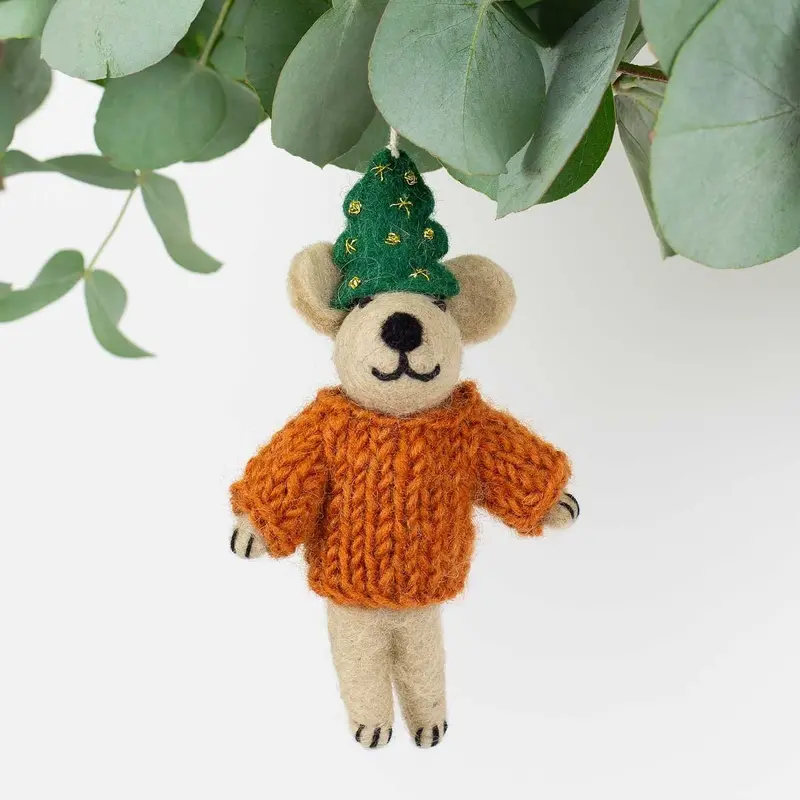 Bear With Christmas Tree Hat Ornament | Christmas Ornament 1