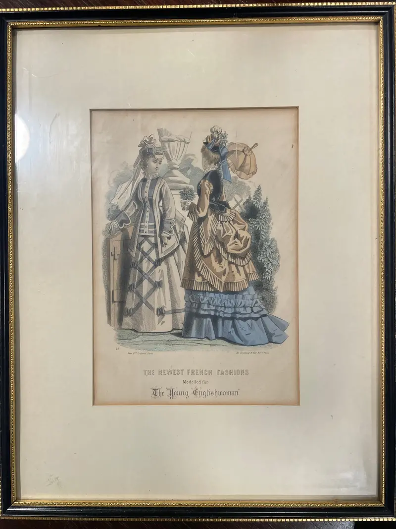 Framed Antique Fashion Print, “The Newest French Fashions” (The Young Englishwoman) #2 1