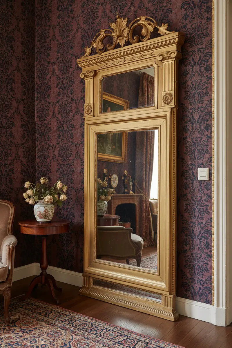Gustavian Mirror, Early 19Th Century (C. 1800–1825), Giltwood, 182 × 84 Cm 1