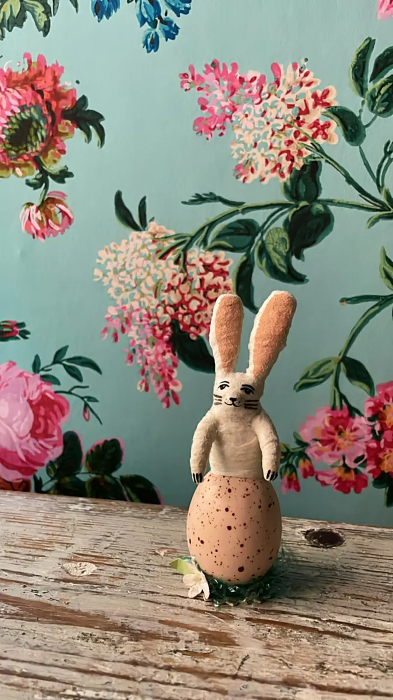 Hatched Bunny Egg Figure - Vintage By Crystal | Vintage By Crystal Spun Cotton Ornament 1