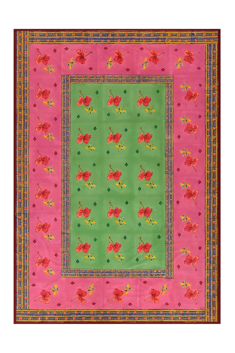 Ibisco Green Pink Tablecloth - 220X270 | Lisa Corti 1