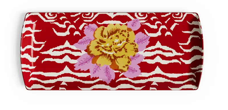 Indian Tiger Red Porcelain Tray - 35X15 | Lisa Corti 1
