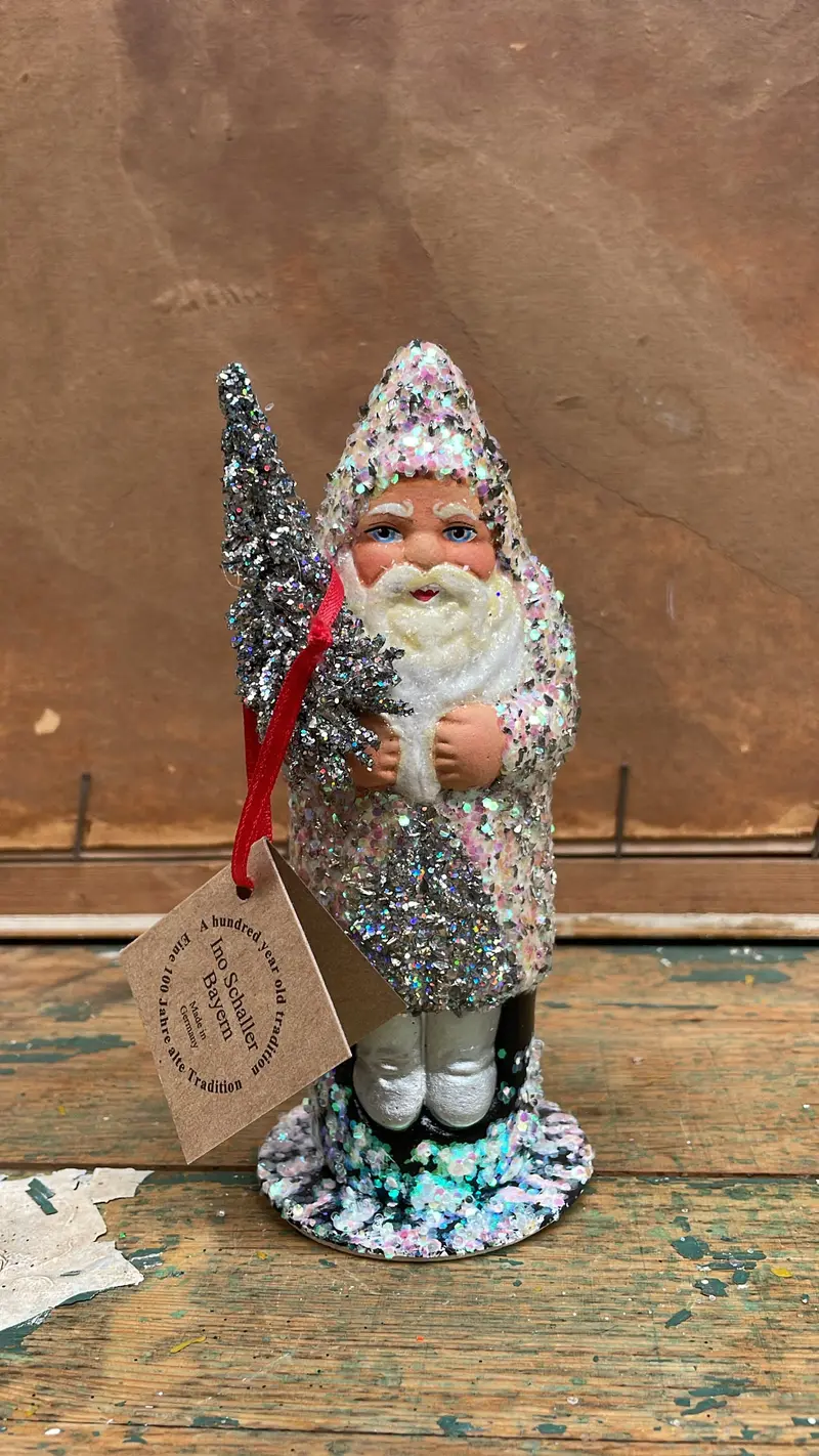 Irridecent - White/Silver/Pink Brilliant Glitter Santa & Beaded Trim | Ino Schaller 1