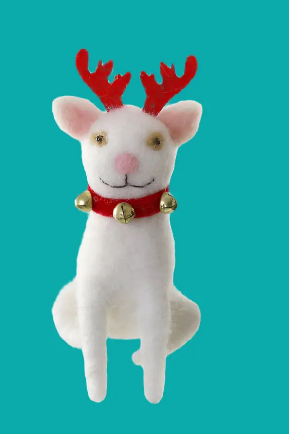 Jingle Cats - White With Antlers | Christmas Ornament 1