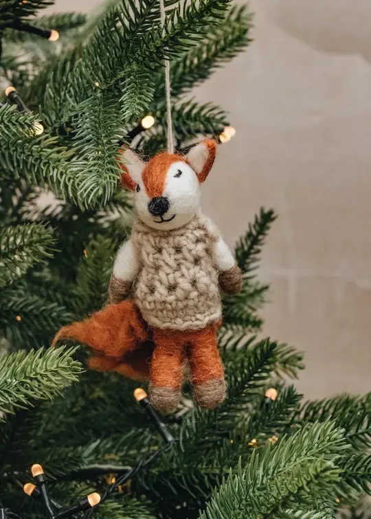 Lady Fox With Sweater Ornament | Christmas Ornament 1