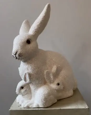 Mother Bunny With Kit, White Glitter | Ino Schaller 1