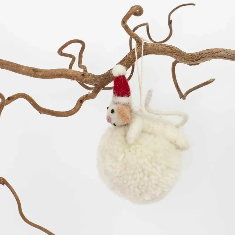 Mouse On Snowball | Christmas Ornament 1