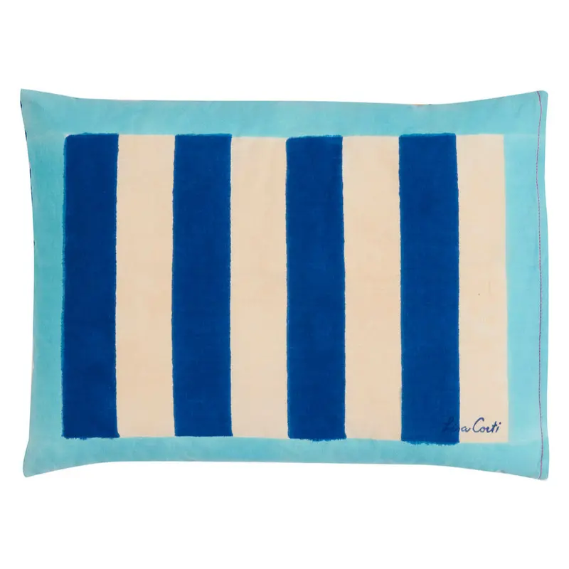 Nizam Stripes Blue Natural Cushion | Lisa Corti 1