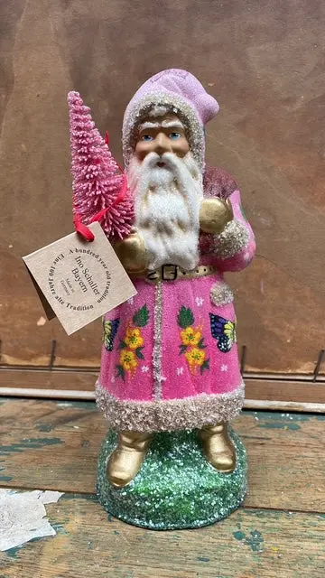 Santa With Butterflies, Faded Rose/Pink With Pink Tree | Ino Schaller 1