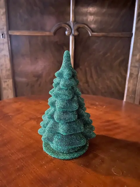 Small Forest Green Christmas Tree - Beaded Papier Mâché  | Ino Schaller 1