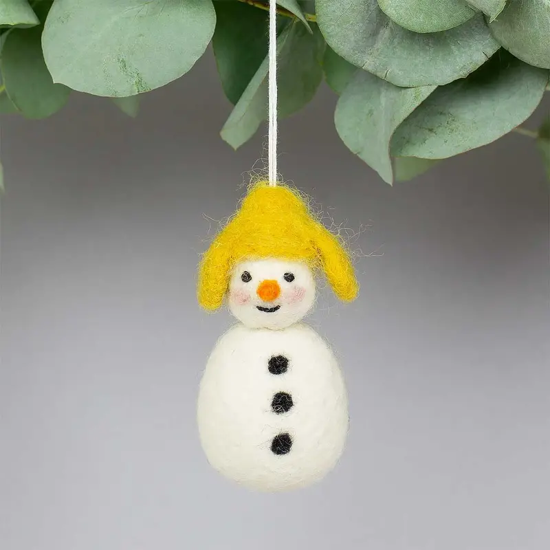 Snowman With Yellow Cap Ornament | Christmas Ornament 1
