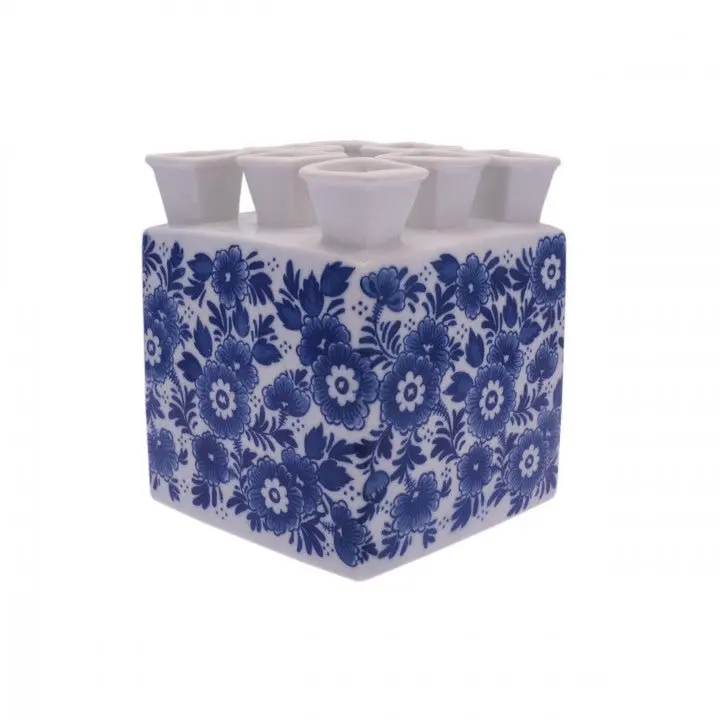 Tulip Vase Blue Flowers Square | Heinen Delfts Blauw 1