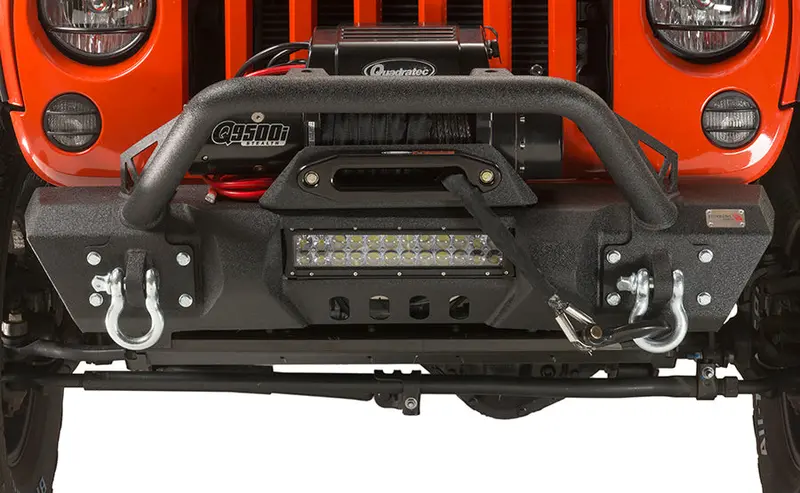 Fishbone Off-Road Fb22004 Jk Front Stubby Winch Bumper – Textured Black Powder-Coated, Includes Tube Guard (2007–2018 Jeep Wrangler Jk) 1