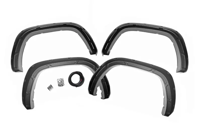 Rough Country A-T02224 Defender Flat-Black Pocket Fender Flares – For 2022–2023 Toyota Tundra 1