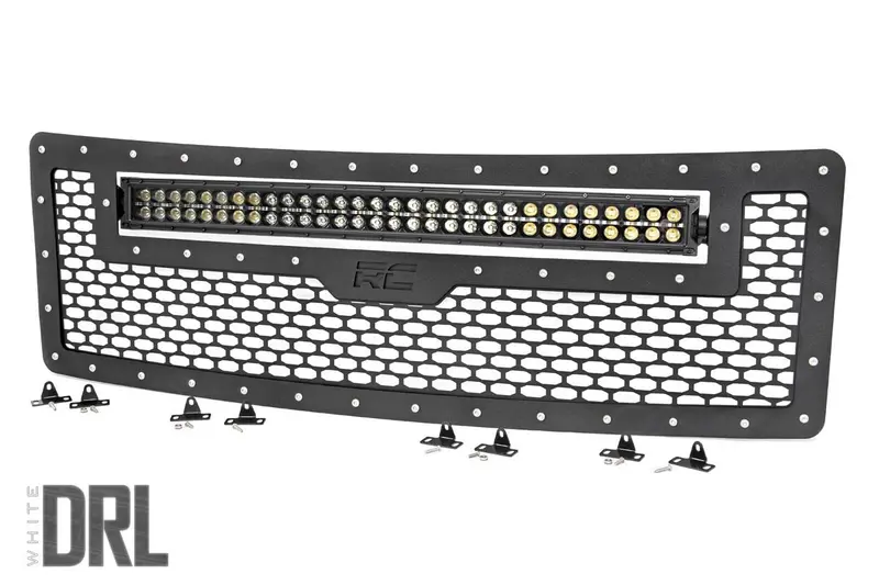 Rough Country Mesh Grille For 2009–2014 Ford F-150 – Includes 30-Inch Dual-Row Black Series Led Light Bar & Cool White Drl 1